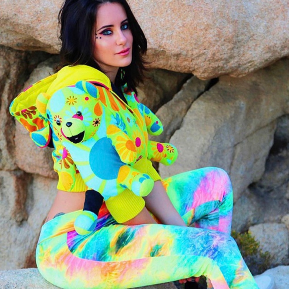 Jeremy Scott Trippy Bear Hoodie Zip Crop